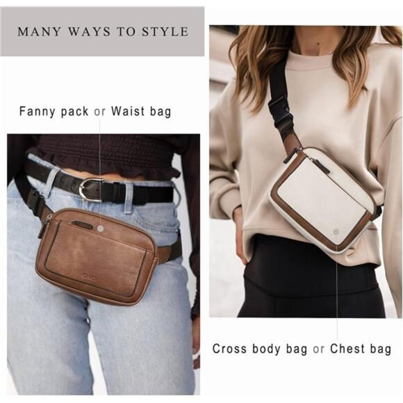 Mini Crossbody Waist Bag Adjustable Strap, Coffee - Picture 6 of 6